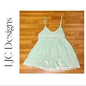 NWOT LJC Designs Mint Pom Pom Romper